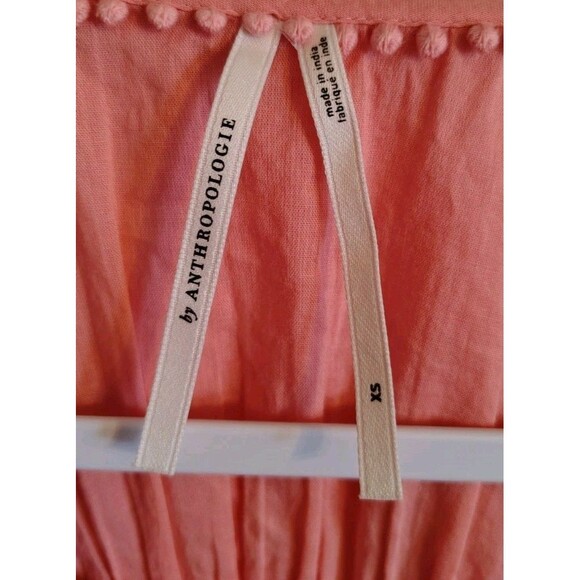 Anthropologie BabyDoll Collared Blouse Size XS Cotton Long Sleeve V Neck - Picture 4 of 10